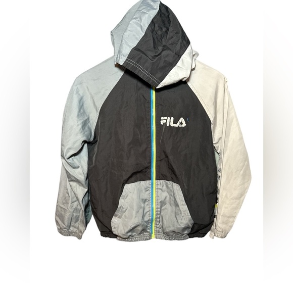 Vintage Fila Kids Hooded Windbreaker Full Zip Jacket Youth Size 10-12 Hoodie - Picture 1 of 10